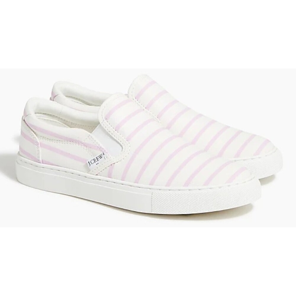 NEW J Crew Slip On Sneakers Road Trip Striped Lavendar Pink Lilac Size 9M